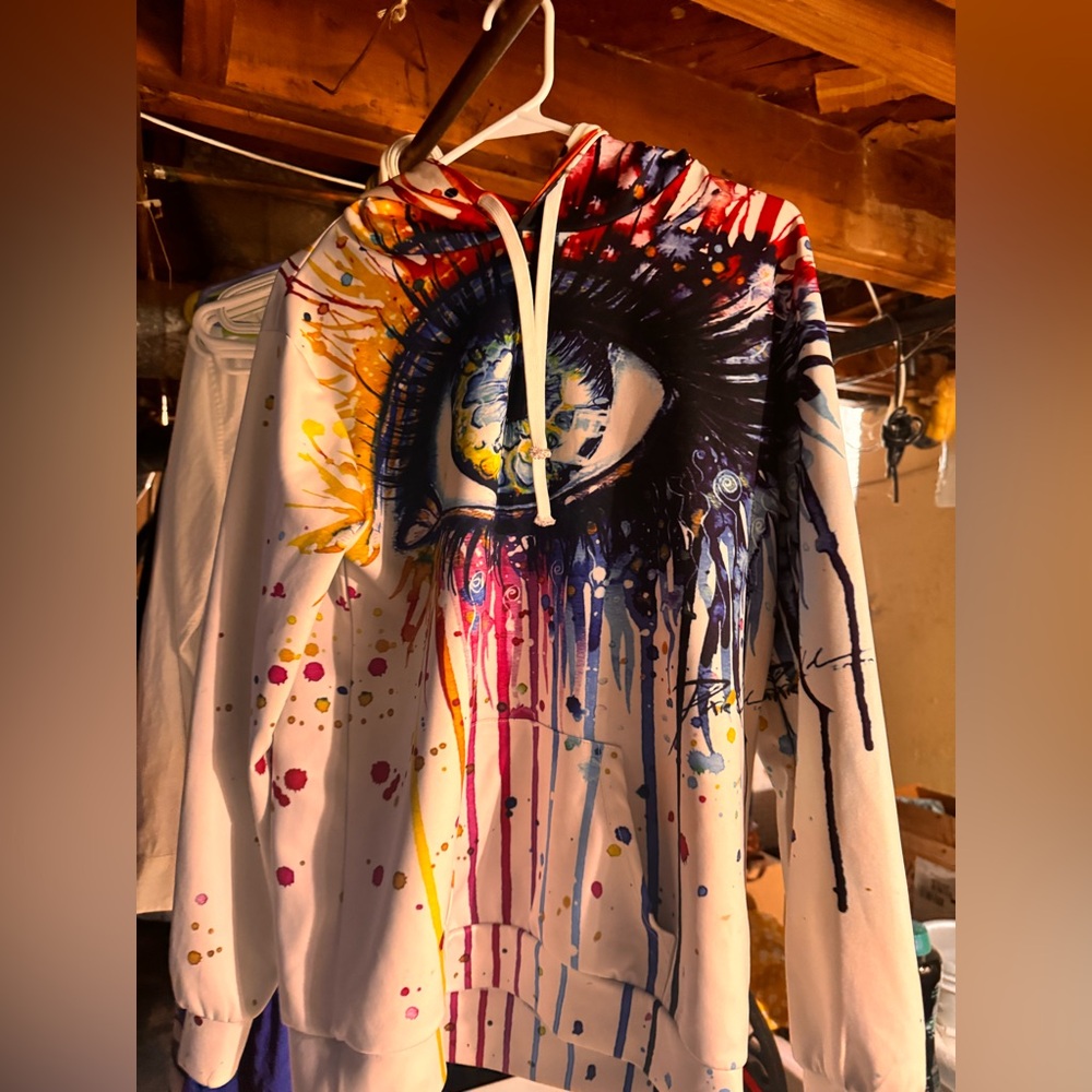 Men’s, colorful eyeball painted art hoodie